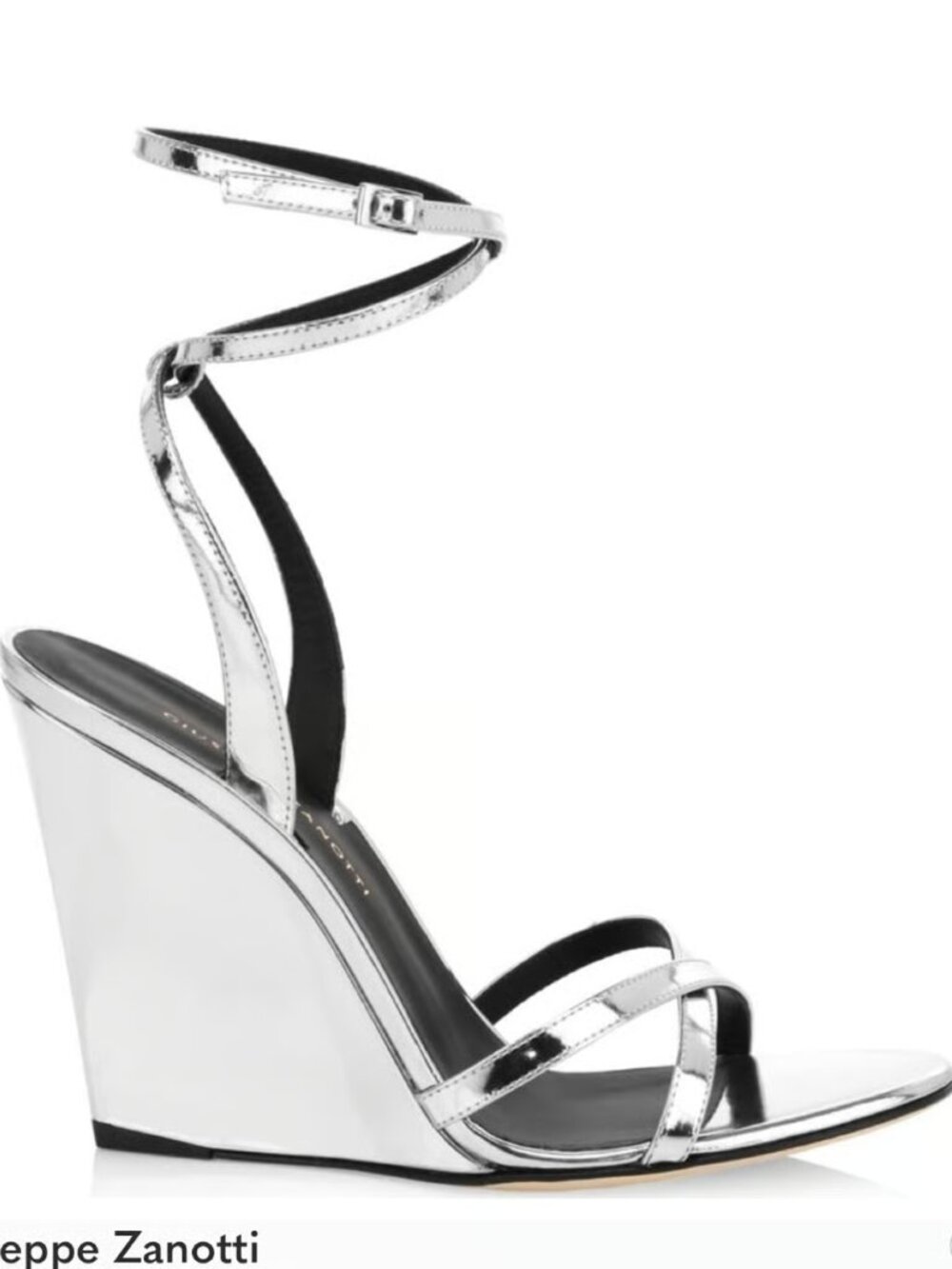 Giuseppe Zanotti Metallic Silver Strappy Wedge Sandals